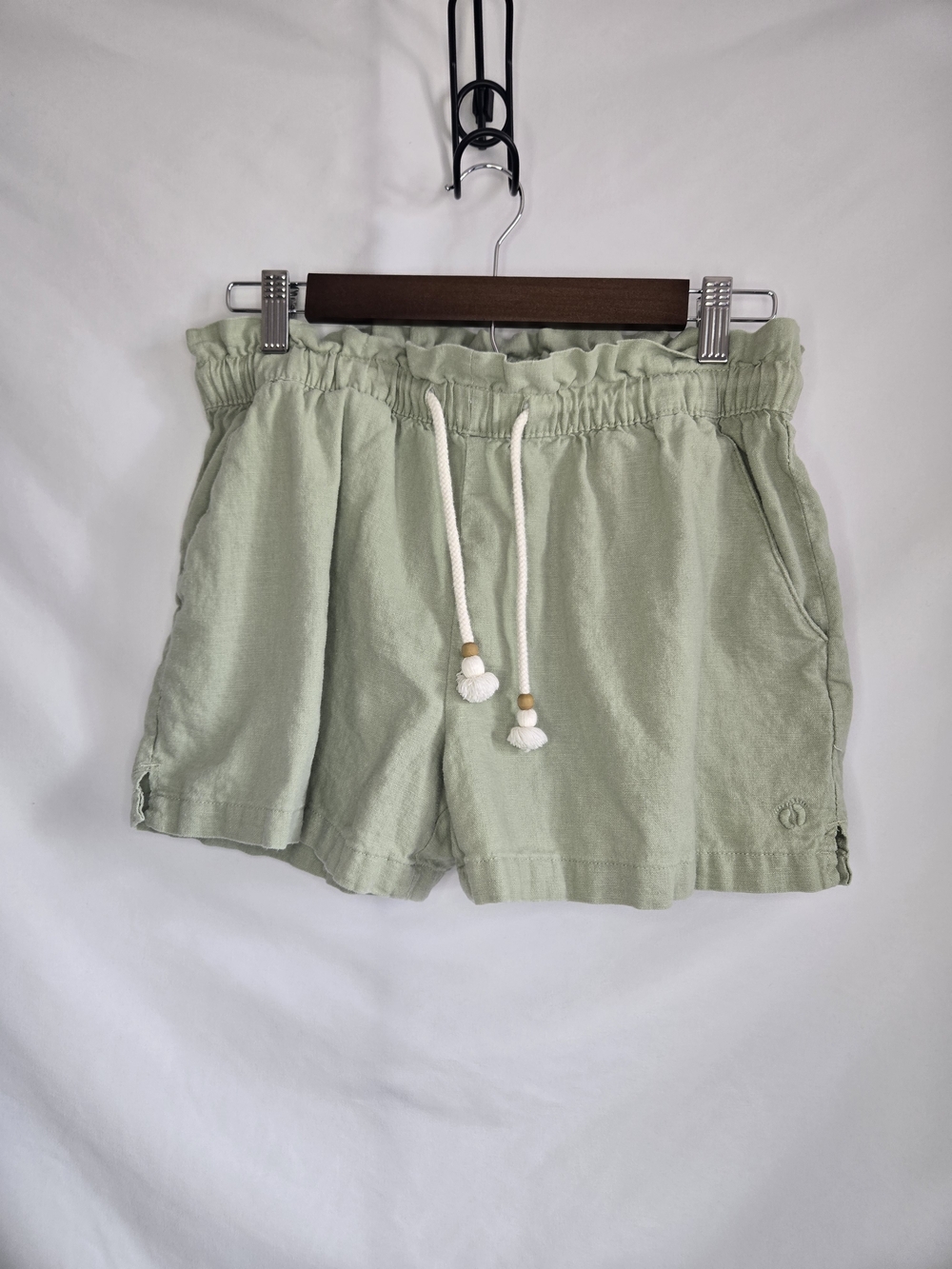 Hang Ten Sage Green Drawstring Linen-Blend Women's Shorts Small